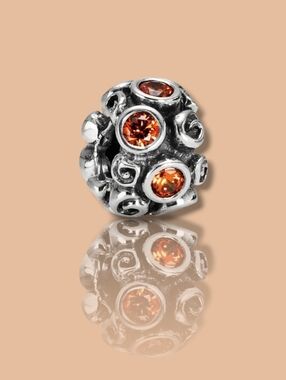 PANDORA Sterling Silver Primrose Path Charm With Orange Cubic Zirconia Retired